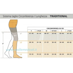 Tabella misure circonferenze Calze Mezza Coscia Traditional 504 A-F Sigvaris Classe 3