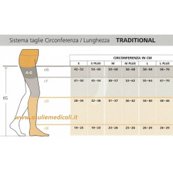 Tabella misure circonferenze Calze Autoreggenti Traditional 504 A-G Sigvaris Classe 3