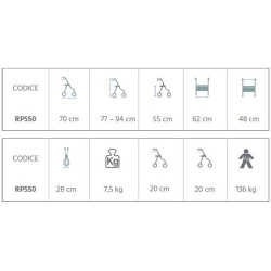 ROLLATOR PIEGHEVOLE IN ALLUMINIO MOD URANO