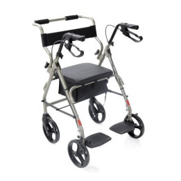 ROLLATOR PIEGHEVOLE IN ALLUMINIO CON SEDUTA E PEDANE