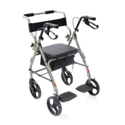 ROLLATOR PIEGHEVOLE IN ALLUMINIO CON SEDUTA E PEDANE