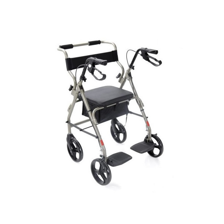 ROLLATOR PIEGHEVOLE IN ALLUMINIO CON SEDUTA E PEDANE