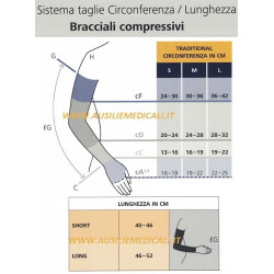 Tabella misure Bracciale compressivo A-H Traditional Sigvaris Seconda Classe