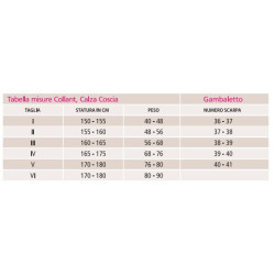 Tabella calze SWING CLASSIC 140 DENARI 18mmHg