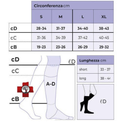 Tabella misure Sottocalza per il fissaggio medicazione ulcere venose Ulcer X