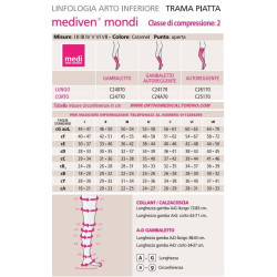 TABELLA MISURE CALZE MEDIVEN MONDI TRAMA PIATTA