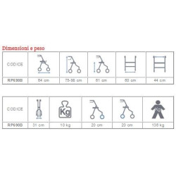 ROLLATOR PIEGHEVOLE IN ACCIAO VERNICIATO