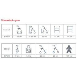 ROLLATOR PIEGHEVOLE IN ALLUMINIO VERNICIATO
