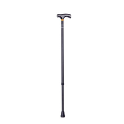BASTONE IN ALLUMINIO REGOLABILE CON PUNTALE ANTISCIVOLO MANICO IN LEGNO